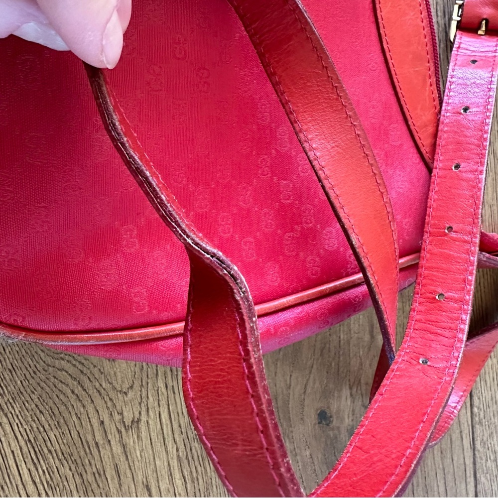 VINTAGE GUCCI Red Shoulder Bag GG Monogram See Pics For Condition - Picture 12 of 15